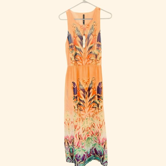 Walter Baker Halter Parrot Print Maxi Dress NWT Tropical Sleeveless. SZ:S - Picture 1 of 7